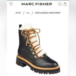 Brand New in Box Marc Fisher Black Izzie Lug Sole Boots